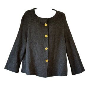 J. McLaughlin Cardigan Sweater Lagenlook Women's Blue Gold Buttons Snaps Medium
